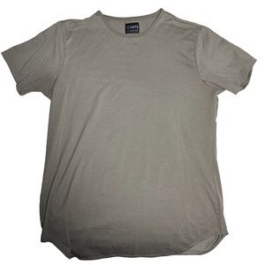 Men’s short sleeve Cuts Clothing olive elongated shirt - size large